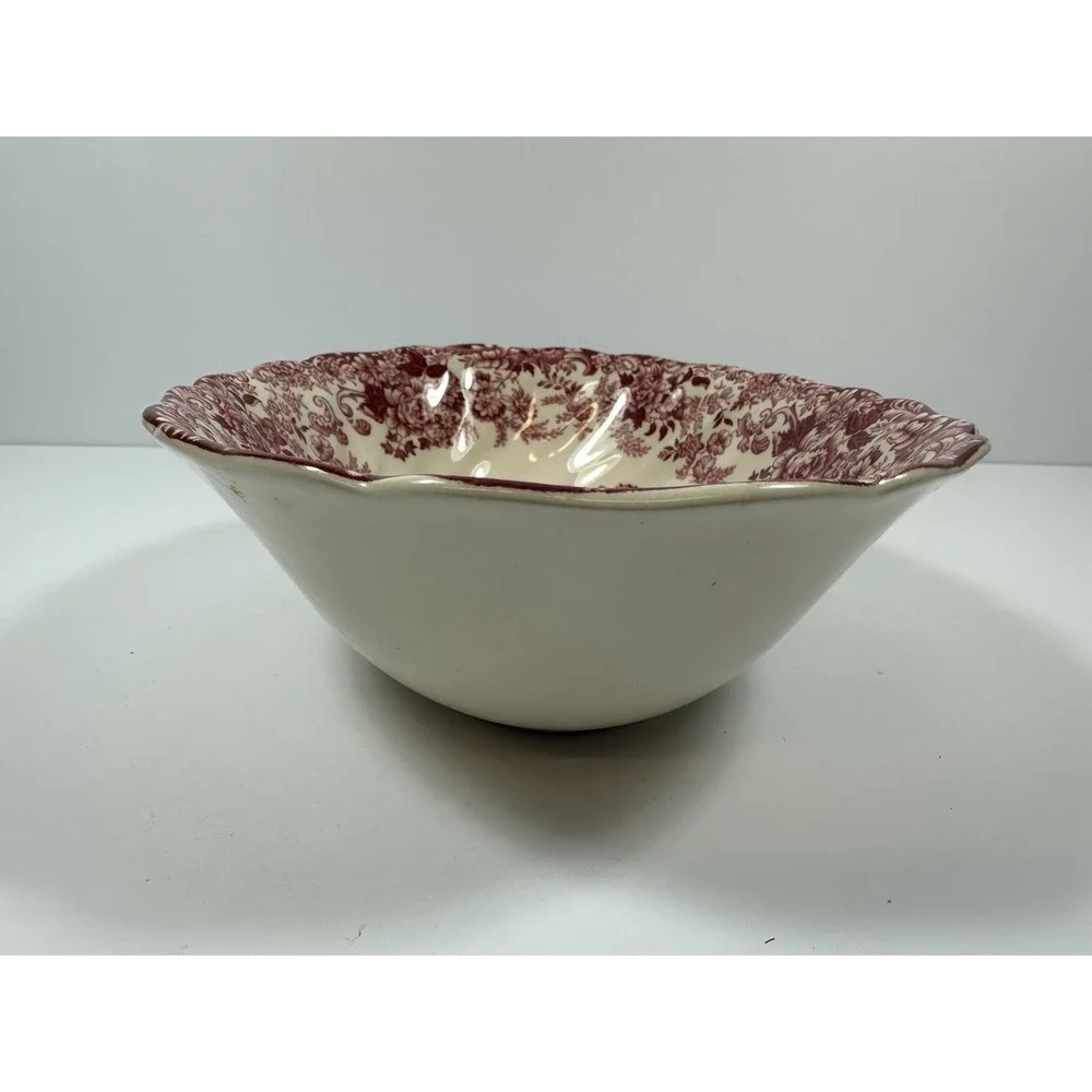 Johnson Brothers Mill Stream Red/Pink Transferware Oval Vegetable  Bowl 9